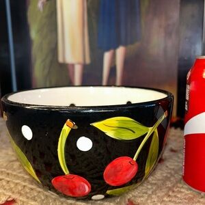 Hand-Painted Cherry Bowl - Black and Red (Detail in picture)